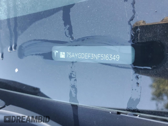 2022 Tesla Model Y Performance with VIN 7SAYGDEF3NF516349, listed as a Copart auction lot 63759245 with Not provided miles and Salvage title. Bid and sale history available at DreamBid. Image 13.
