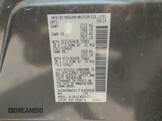 2014 Nissan Pathfinder Platinum z VIN 5N1AR2MN1EC734966, wystawiony jako IAAI lot #42407058 z przebiegiem 99 998 mil mil oraz . Historia ofert i sprzedaży dostępna na DreamBid. Obrazek 9.