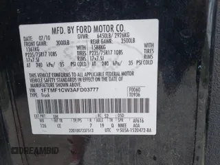 2010 Ford F-150 XL with VIN 1FTMF1CW3AFD03777, listed as a IAAI auction lot 42529496 with 265,356 mi miles and . Bid and sale history available at DreamBid. Image 9.