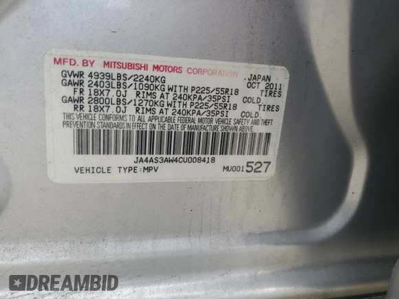 2012 Mitsubishi Outlander SE z VIN JA4AS3AW4CU008418, wystawiony jako Copart lot #57523555 z przebiegiem 179 693 mil mil oraz Czysty tytuł • Clean title. Historia ofert i sprzedaży dostępna na DreamBid. Obrazek 13.