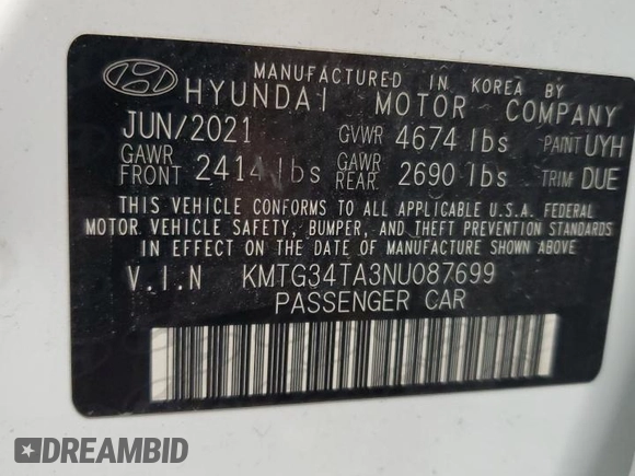 2022 Genesis G70 2.0T with VIN KMTG34TA3NU087699, listed as a Copart auction lot 79265254 with 48,870 mi miles and Salvage Title. Bid and sale history available at DreamBid. Image 12.