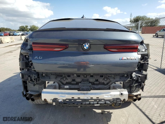 2022 BMW X6 M50i with VIN 5UXCY8C06N9K56709, listed as a Copart auction lot 80149504 with 46,614 mi miles and Salvage Title. Bid and sale history available at carsss.com. Image 6.