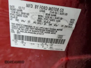2013 Lincoln MKX z VIN 2LMDJ8JK6DBL01017, wystawiony jako Copart lot #58862985 z przebiegiem 216 753 mil mil oraz Szkoda całkowita • Salvage title. Historia ofert i sprzedaży dostępna na DreamBid. Obrazek 13.