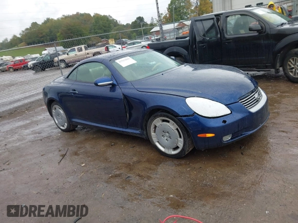 2002 Lexus SC 430 with VIN JTHFN48Y920019368, listed as a IAAI auction lot 37737625 with 155,987 mi miles and . Bid and sale history available at DreamBid. Image 1.
