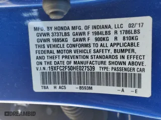 2017 Honda Civic Sedan LX with VIN 19XFC2F50HE027539, listed as a Copart auction lot 88356585 with 126,259 mi miles and Salvage Title. Bid and sale history available at carsss.com. Image 14.