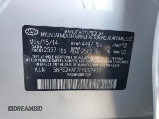 2015 Hyundai Sonata SE z VIN 5NPE24AF7FH002432, wystawiony jako Copart lot #59182285 z przebiegiem 193 754 mil mil oraz Szkoda całkowita • Salvage title. Historia ofert i sprzedaży dostępna na DreamBid. Obrazek 12.