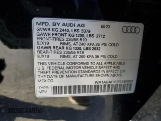 2023 Audi Q5 Premium with VIN WA1ABAFY0P2180588, listed as a Copart auction lot 45296975 with 24,530 mi miles and Salvage Title. Bid and sale history available at carsss.com. Image 13.