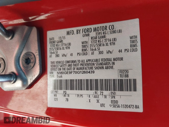 2016 Ford Transit Connect XLT with VIN NM0GE9F70G1260439, listed as a IAAI auction lot 42418050 with 197,110 mi miles and . Bid and sale history available at DreamBid. Image 9.