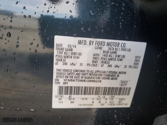 2014 Ford Explorer XLT with VIN 1FM5K7D90EGB99238, listed as a Copart auction lot 79044174 with 64,729 mi miles and Salvage Title. Bid and sale history available at carsss.com. Image 14.