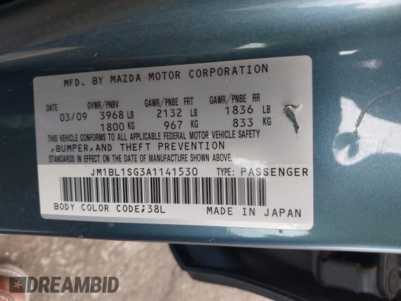 2010 Mazda 3 i Touring with VIN JM1BL1SG3A1141530, listed as a IAAI auction lot 42214928 with 143,356 mi miles and . Bid and sale history available at carsss.com. Image 9.