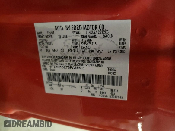 2008 Ford Ranger XL z VIN 1FTZR15E78PA58603, wystawiony jako Copart lot #85765494 z przebiegiem 113 408 mil mil oraz Szkoda całkowita • Salvage title. Historia ofert i sprzedaży dostępna na DreamBid. Obrazek 14.