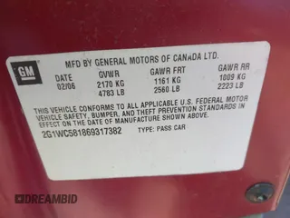 2006 Chevrolet Impala LT 3.9L with VIN 2G1WC581869317382, listed as a IAAI auction lot 41798713 with 87,463 mi miles and . Bid and sale history available at DreamBid. Image 9.
