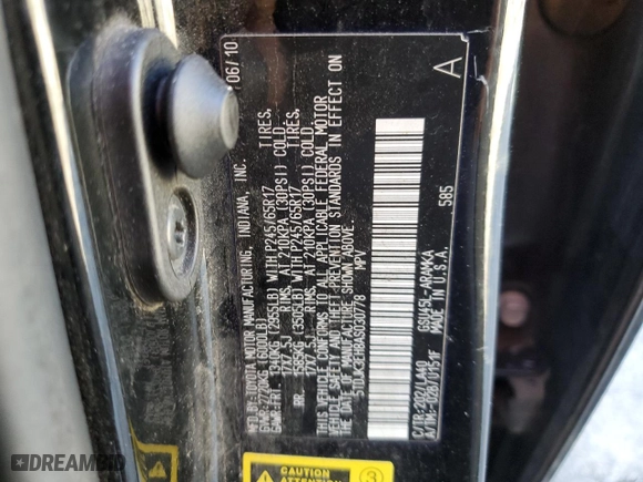 2010 Toyota Highlander SE with VIN 5TDJK3EH8AS030778, listed as a Copart auction lot 43238455 with 0 mi miles and Salvage Title. Bid and sale history available at carsss.com. Image 14.