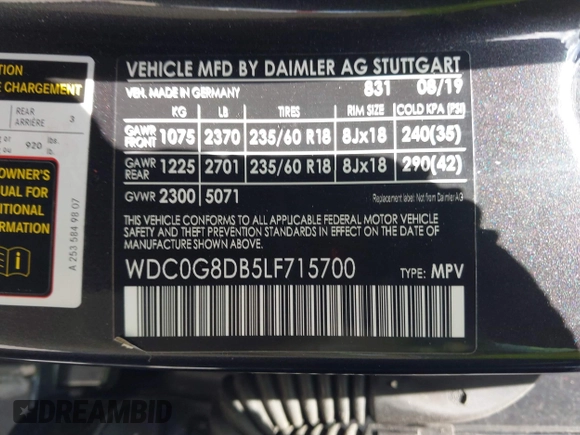 2020 Mercedes-Benz GLC 300 с VIN WDC0G8DB5LF715700, выставлен на аукционе IAAI как лот 42135225 с пробегом 42 423 миль миль и . История ставок и продаж доступна на DreamBid. Изображение 9.