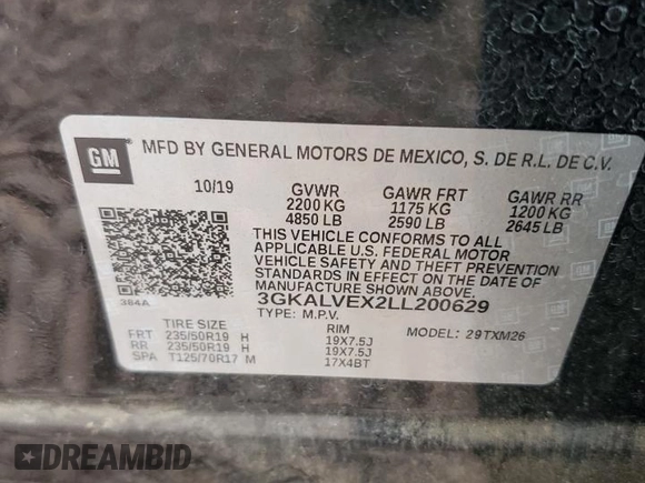 2020 GMC Terrain SLT z VIN 3GKALVEX2LL200629, wystawiony jako Copart lot #45706165 z przebiegiem 24 039 mil mil oraz Szkoda całkowita • Salvage title. Historia ofert i sprzedaży dostępna na DreamBid. Obrazek 13.