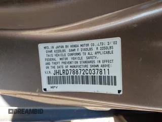 2002 Honda CR-V EX with VIN JHLRD78872C037811, listed as a IAAI auction lot 41567301 with 149,365 mi miles. Bid and sale history available at carsss.com. Image 9.