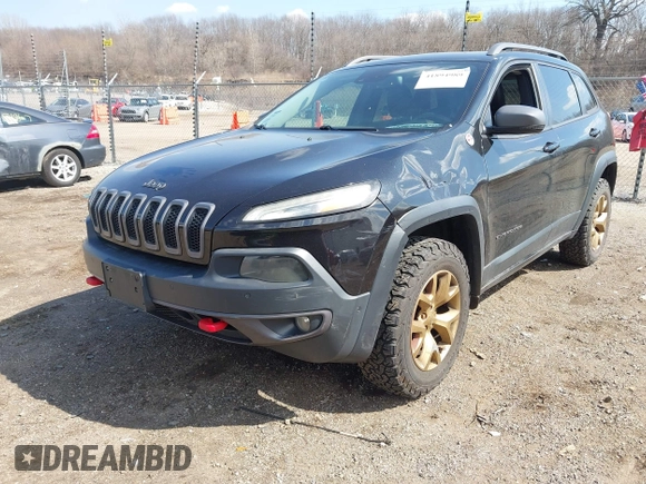2014 Jeep Cherokee Trailhawk with VIN 1C4PJMBS6EW100500, listed as a IAAI auction lot 41894989 with 131,034 mi miles. Bid and sale history available at carsss.com. Image 17.