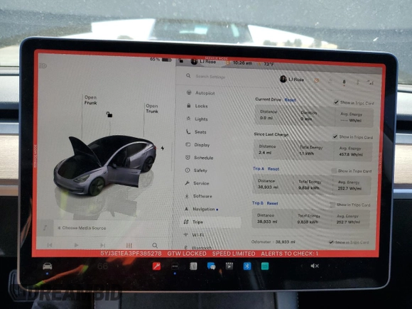 2023 Tesla Model 3 с VIN 5YJ3E1EA3PF385278, выставлен на аукционе Copart как лот 61025115 с пробегом 38 933 миль миль и Списание • Salvage title. История ставок и продаж доступна на DreamBid. Изображение 9.