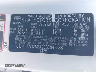 2016 Kia Soul with VIN KNDJN2A29G7843388, listed as a IAAI auction lot 40996261 with 103,900 mi miles. Bid and sale history available at carsss.com. Image 9.