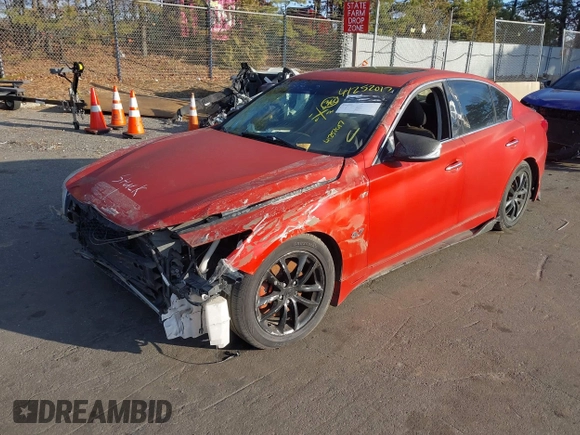 2015 Infiniti Q50 Premium with VIN JN1BV7AR1FM410942, listed as a IAAI auction lot 41252017 with 68,055 mi miles and . Bid and sale history available at DreamBid. Image 2.