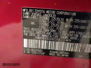 2014 Toyota RAV4 LE with VIN JTMBFREV2ED082264, listed as a IAAI auction lot 41878742 with 129,664 mi miles. Bid and sale history available at carsss.com. Image 9.