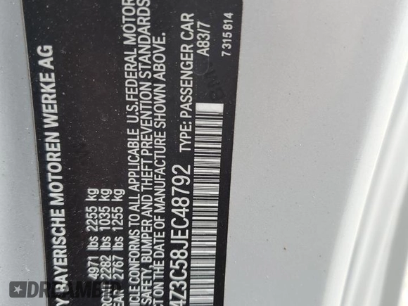 2018 BMW 4 Series 430i xDrive with VIN WBA4Z3C58JEC48792, listed as a Copart auction lot 66750814 with 75,648 mi miles and Salvage Title. Bid and sale history available at DreamBid. Image 13.