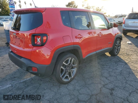 2021 Jeep Renegade Jeepster with VIN ZACNJCAB0MPM48918, listed as a Copart auction lot 42446405 with 53,186 mi miles and Salvage title. Bid and sale history available at DreamBid. Image 3.