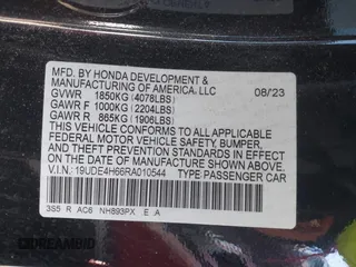 2024 Acura Integra Technology with VIN 19UDE4H66RA010544, listed as a IAAI auction lot 41497121 with 11,456 mi miles and . Bid and sale history available at DreamBid. Image 9.