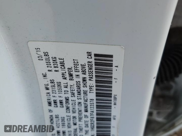 2015 Honda Accord EX-L с VIN 1HGCR2F87FA133578, выставлен на аукционе Copart как лот 50602115 с пробегом 182 242 миль миль и Списание • Salvage title. История ставок и продаж доступна на DreamBid. Изображение 15.