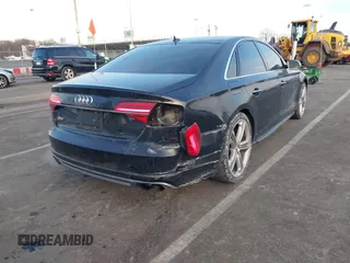 2015 Audi S8 with VIN WAUK2AFD5FN027013, listed as a IAAI auction lot 41456289 with 77,877 mi miles. Bid and sale history available at carsss.com. Image 6.