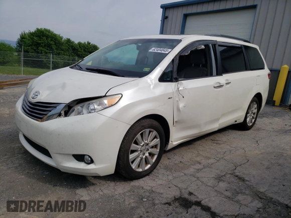2017 Toyota Sienna XLE with VIN 5TDDZ3DC0HS169103, listed as a Copart auction lot 63275325 with 311,578 mi miles and Salvage title. Bid and sale history available at DreamBid. Image 1.