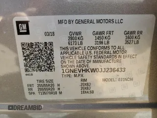 2018 Chevrolet Traverse LT Leather with VIN 1GNEVHKW0JJ236433, listed as a Copart auction lot 52363735 with 93,997 mi miles and Clean Title. Bid and sale history available at carsss.com. Image 13.