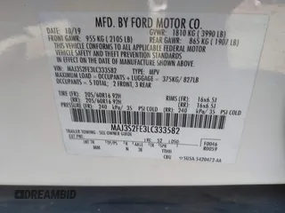 2020 Ford EcoSport S with VIN MAJ3S2FE3LC333582, listed as a IAAI auction lot 41757495 with 67,948 mi miles and . Bid and sale history available at DreamBid. Image 9.