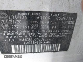 2020 Hyundai Ioniq SEL z VIN KMHC85LC4LU239732, wystawiony jako IAAI lot #41002757 z przebiegiem 76 379 mil mil oraz . Historia ofert i sprzedaży dostępna na DreamBid. Obrazek 9.