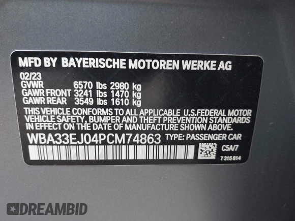 2023 BMW 7 Series 760i xDrive с VIN WBA33EJ04PCM74863, выставлен на аукционе IAAI как лот 42298285 с пробегом 22 801 миль миль и . История ставок и продаж доступна на DreamBid. Изображение 9.