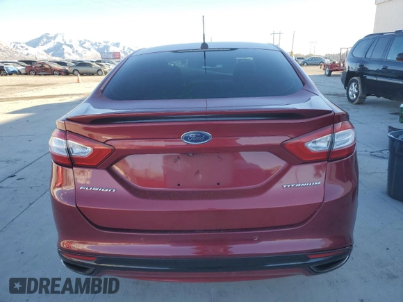 2015 Ford Fusion Titanium with VIN 3FA6P0K98FR132357, listed as a Copart auction lot 47213235 with 0 mi miles and Salvage Title. Bid and sale history available at carsss.com. Image 6.