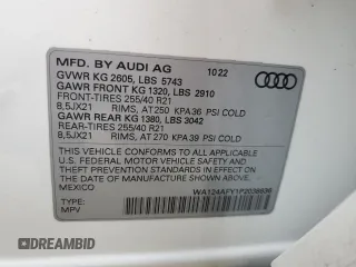 2023 Audi SQ5 Sportback Premium Plus с VIN WA124AFY1P2038636, выставлен на аукционе Copart как лот 43578025 с пробегом 27 257 миль миль и Списание • Salvage title. История ставок и продаж доступна на DreamBid. Изображение 14.