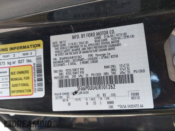 2018 Ford Fusion Hybrid S with VIN 3FA6P0UU4JR101262, listed as a IAAI auction lot 41808442 with 67,537 mi miles. Bid and sale history available at carsss.com. Image 9.
