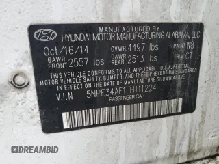 2015 Hyundai Sonata Sport with VIN 5NPE34AF1FH111224, listed as a Copart auction lot 51499875 with 114,895 mi miles and Clean title. Bid and sale history available at DreamBid. Image 12.