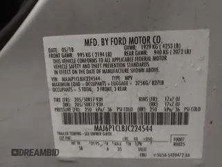 2018 Ford EcoSport SES with VIN MAJ6P1CL8JC224544, listed as a IAAI auction lot 41595620 with 57,866 mi miles and . Bid and sale history available at DreamBid. Image 9.