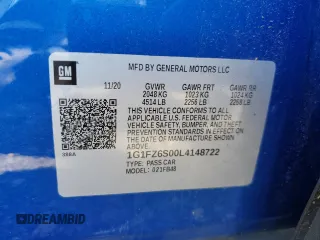 2020 Chevrolet Bolt EV Premier z VIN 1G1FZ6S00L4148722, wystawiony jako Copart lot #55725375 z przebiegiem 28 693 mil mil oraz Szkoda całkowita • Salvage title. Historia ofert i sprzedaży dostępna na DreamBid. Obrazek 12.