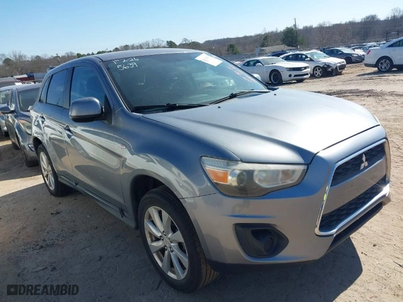 2014 Mitsubishi Outlander Sport ES with VIN 4A4AP3AU3EE002749, listed as a IAAI auction lot 41625639 with 121,680 mi miles. Bid and sale history available at carsss.com. Image 1.