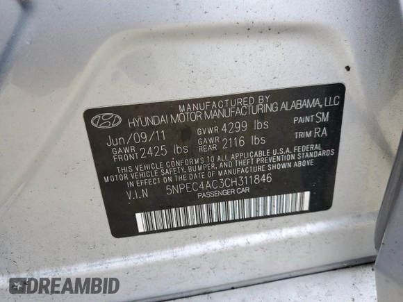 2012 Hyundai Sonata 2.4L Limited PZEV with VIN 5NPEC4AC3CH311846, listed as a Copart auction lot 73308784 with Not Provided miles and Non Repairable. Bid and sale history available at carsss.com. Image 13.