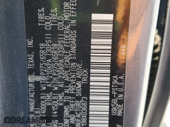 2008 Toyota Tundra z VIN 5TFDV54198X036873, wystawiony jako Copart lot #56321415 z przebiegiem 209 722 mil mil oraz Szkoda całkowita • Salvage title. Historia ofert i sprzedaży dostępna na DreamBid. Obrazek 13.