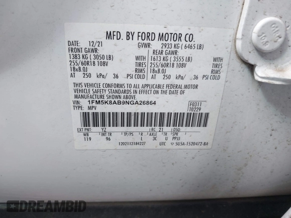 2022 Ford Police Interceptor Utility z VIN 1FM5K8AB9NGA26864, wystawiony jako IAAI lot #41629292 z przebiegiem Nie podano mil oraz . Historia ofert i sprzedaży dostępna na DreamBid. Obrazek 9.