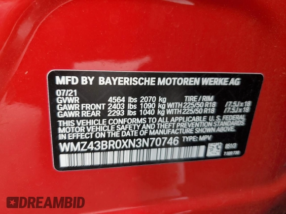 2022 MINI Countryman Cooper z VIN WMZ43BR0XN3N70746, wystawiony jako Copart lot #59487895 z przebiegiem 51 444 mil mil oraz Szkoda całkowita • Salvage title. Historia ofert i sprzedaży dostępna na DreamBid. Obrazek 13.