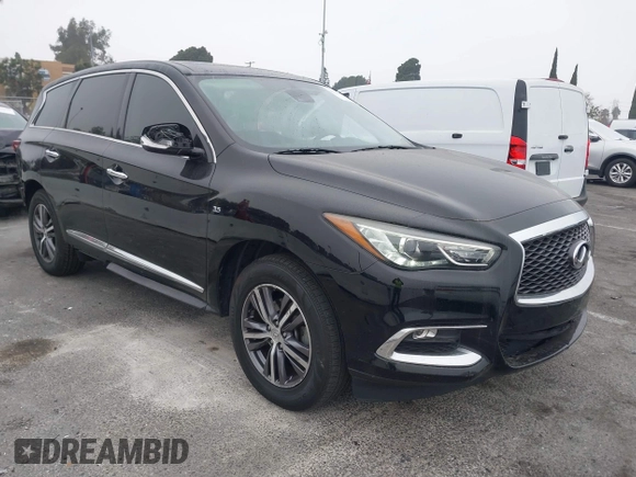 2019 Infiniti QX60 LUXE with VIN 5N1DL0MN7KC500202, listed as a IAAI auction lot 41229623 with 103,626 mi miles. Bid and sale history available at carsss.com. Image 1.