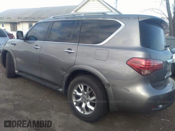 2011 Infiniti QX56 7-passenger with VIN JN8AZ2NE5B9005465, listed as a IAAI auction lot 40454970 with 1 mi miles. Bid and sale history available at carsss.com. Image 3.