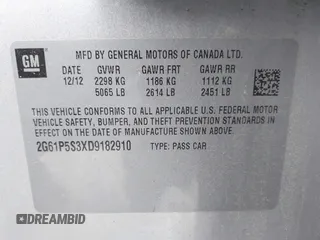 2013 Cadillac XTS Luxury with VIN 2G61P5S3XD9182910, listed as a IAAI auction lot 41940764 with 21,610 mi miles and . Bid and sale history available at DreamBid. Image 9.