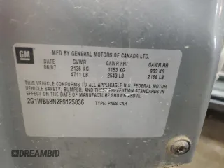 2008 Chevrolet Impala LS z VIN 2G1WB58N289125836, wystawiony jako Copart lot #57127295 z przebiegiem Nie podano mil oraz Szkoda całkowita • Salvage title. Historia ofert i sprzedaży dostępna na DreamBid. Obrazek 12.